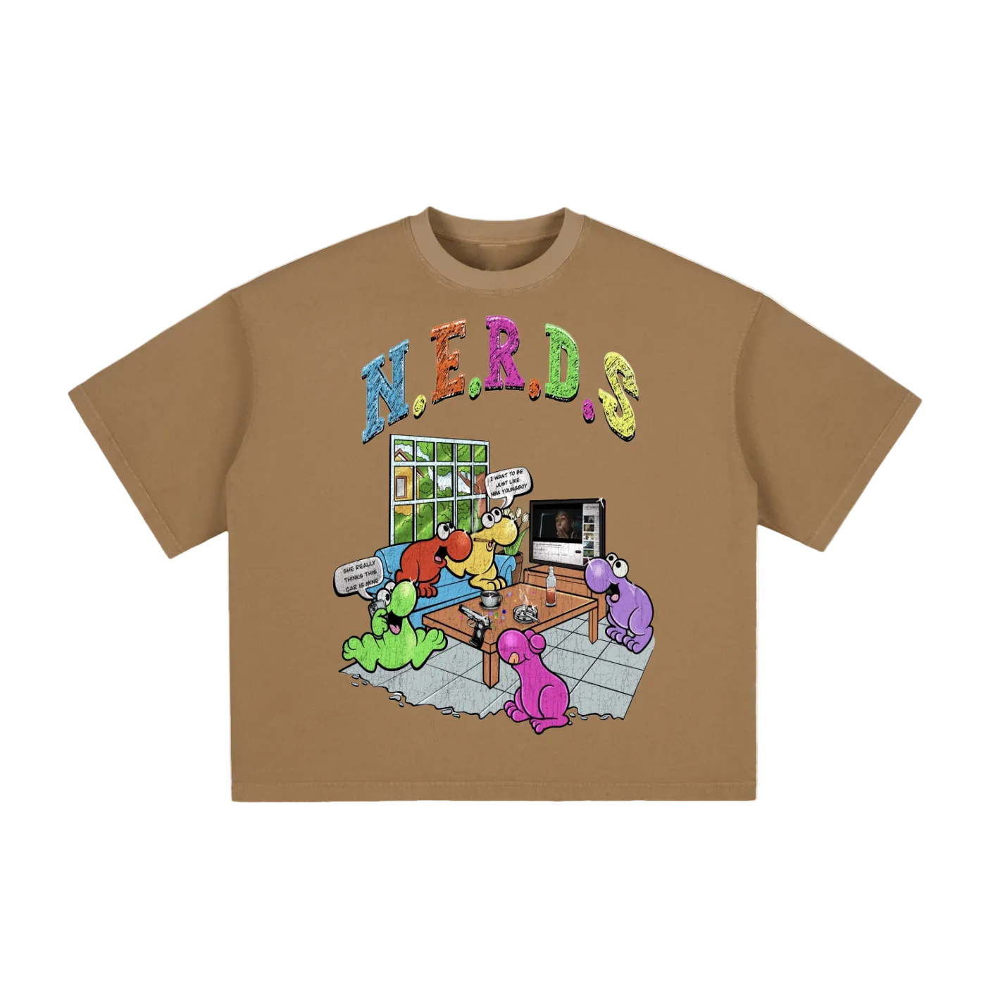 N.E.R.D.S. Brown Heavyweight Tee